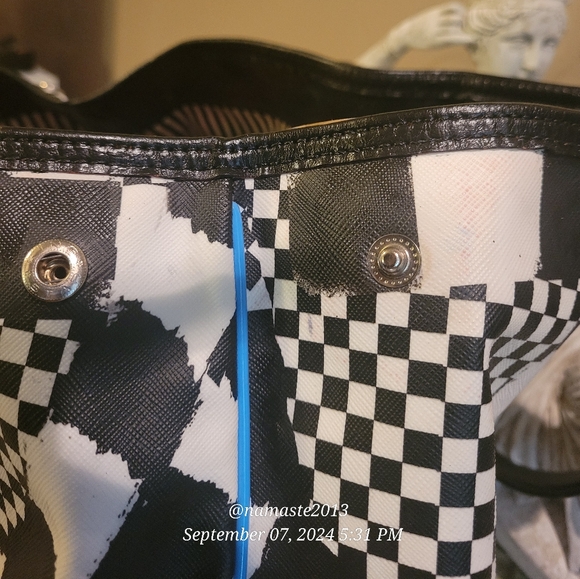 L.A.M.B Gwen Stefani Dartboard Tote Vintage Designer Celebrity Leather Canvas 25 - Picture 11 of 16